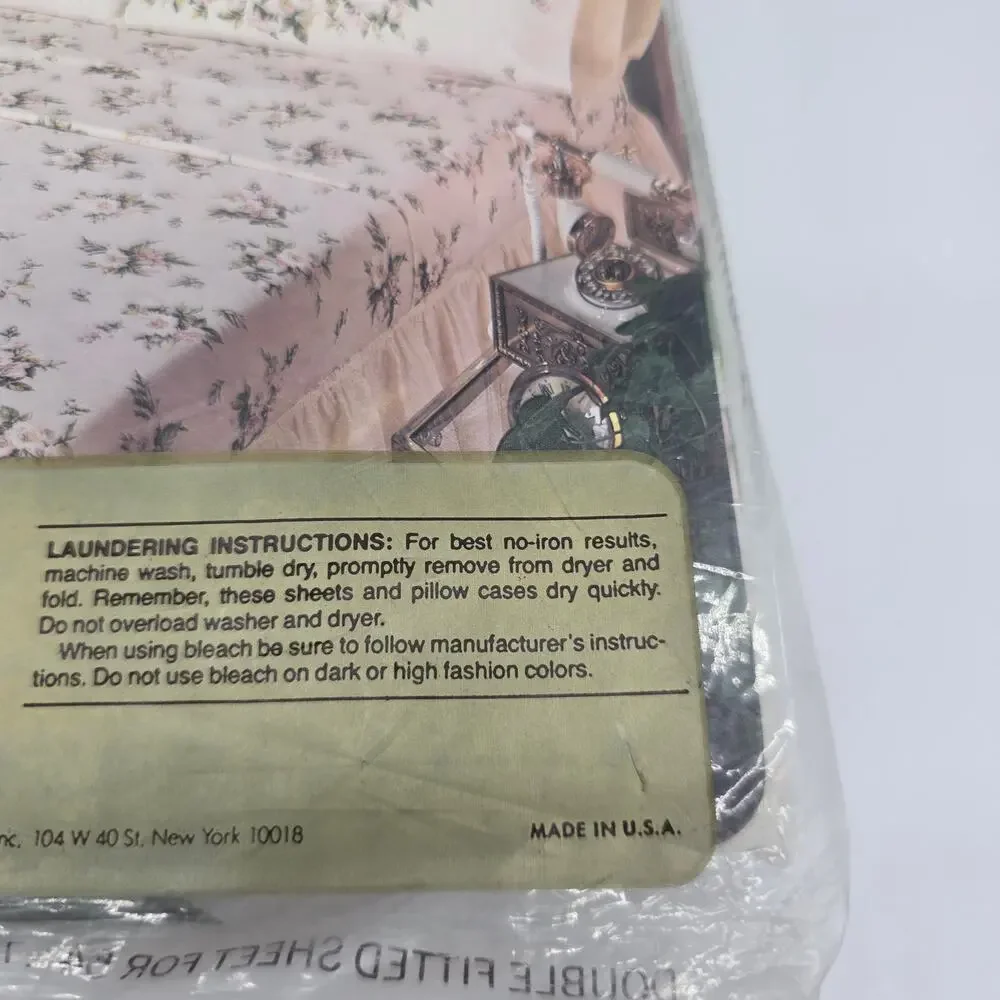 Vintage NOS Marvelaire Springmaid Floral Wild Rose Double Sheet Set Pillowcases